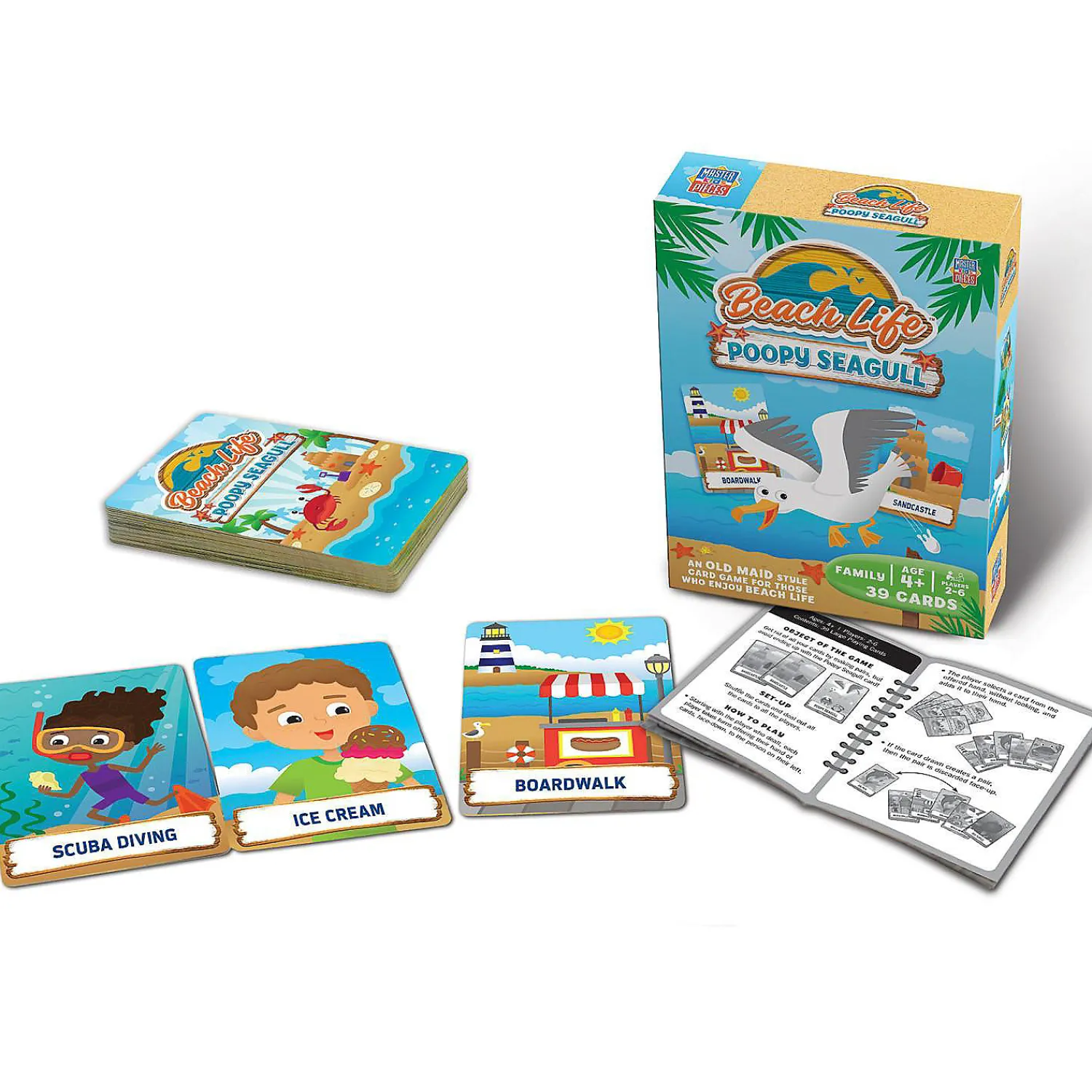 masterpieces_licensed_kid_2.webp Oriental Trading Playing Cards*Masterpieces Licensed Kids Games - Beach Life - Seagull Poop Card Game For Kids & Family