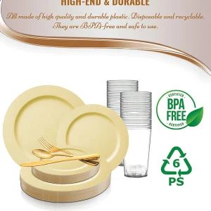 Matte Bright Yellow Round Disposable Plastic Dinnerware Value Set (20 Settings)<Oriental Trading Flash Sale