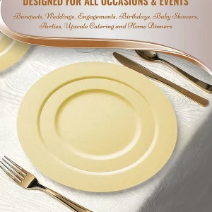 Matte Bright Yellow Round Disposable Plastic Dinnerware Value Set (20 Settings)<Oriental Trading Flash Sale