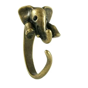 Oriental Trading Rings*Maya's Grace Unique Simple Animal Elephant Open Ring Women's Antique Vintage Adjustable Band Cuff Ring - Bronze