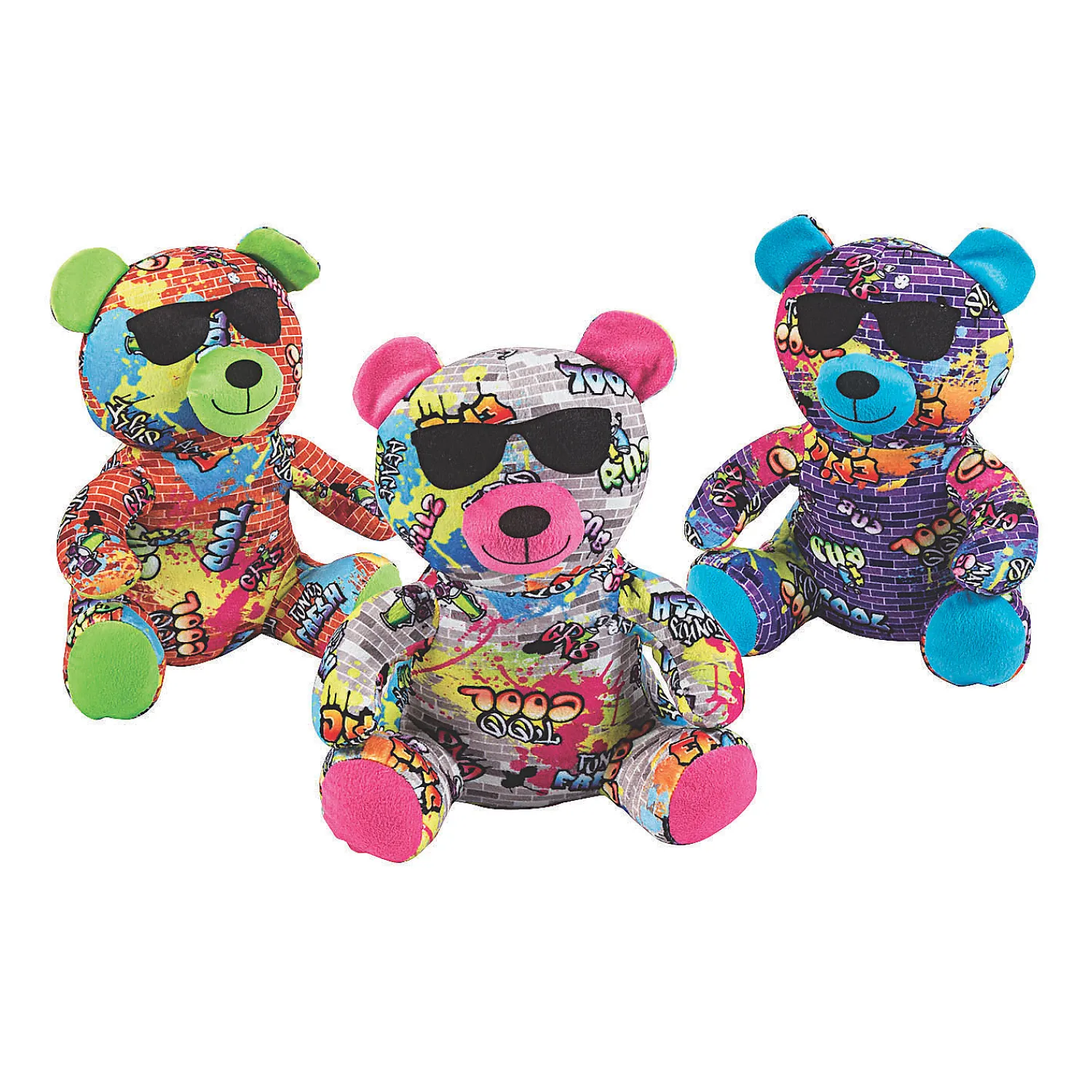 medium_graffiti_stuffed__0.webp Oriental Trading Stuffed Animals & Plush Toys*12" Medium Graffiti Stuffed Bears - 3 Pc.