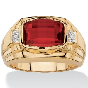 Oriental Trading Rings*Men's 2.77 Tcw Red Ruby Gold-Plated Ring