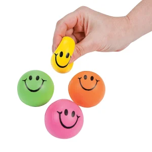 Oriental Trading Stress Balls & Toys*Mini Neon Smile Face Stress Balls - 24 Pc.