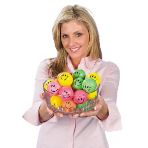 Oriental Trading Stress Balls & Toys*Mini Neon Smile Face Stress Balls - 24 Pc.