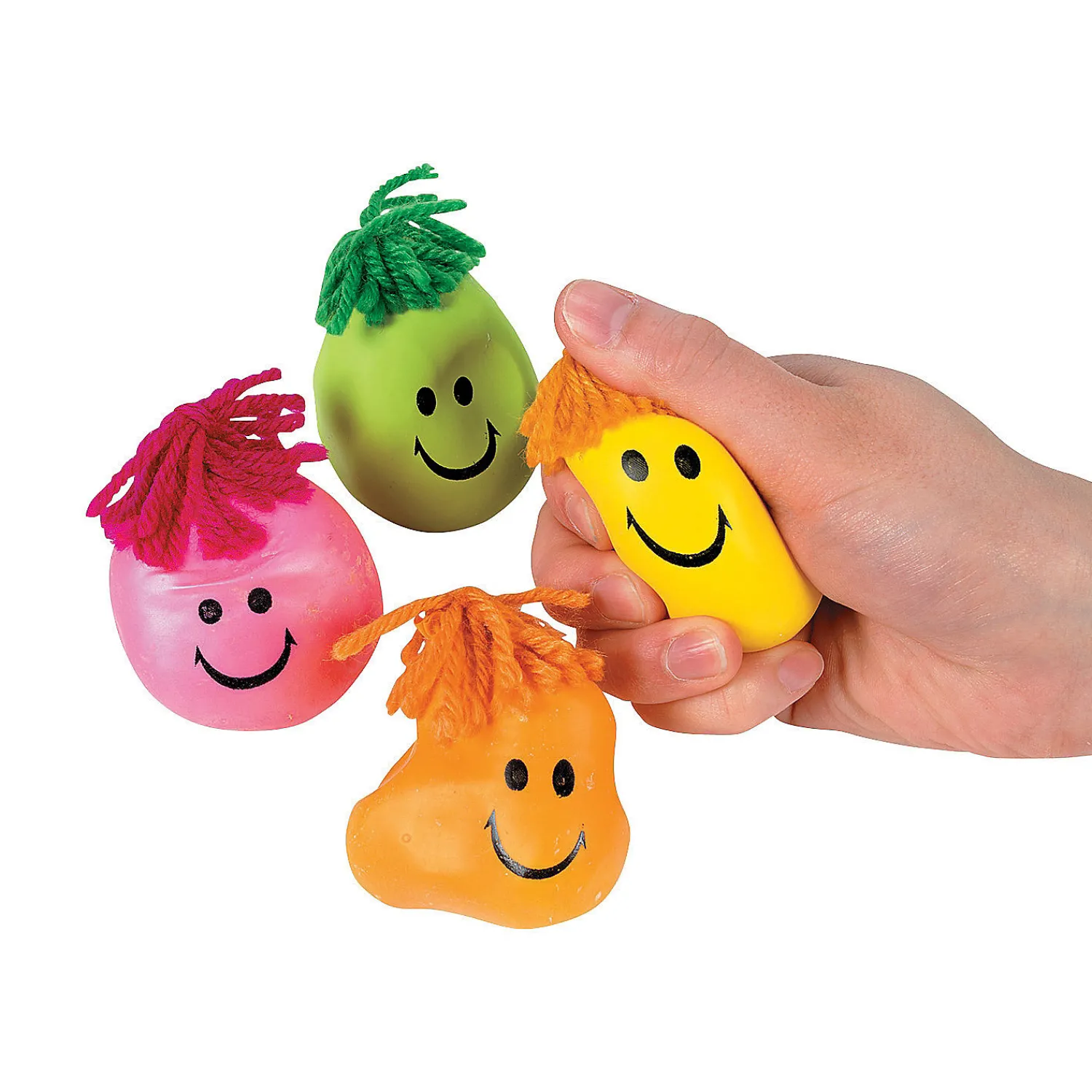 neon_smile_face_stress_to_0.webp Oriental Trading Stress Balls & Toys*Neon Smile Face Stress Toys With Hair - 24 Pc.