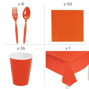 Orange Plaid Tableware Kit For 8 Guests<Oriental Trading Cheap