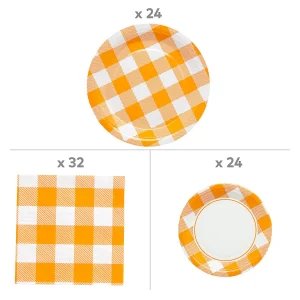 Orange Plaid Tableware Kit For 24 Guests<Oriental Trading Store