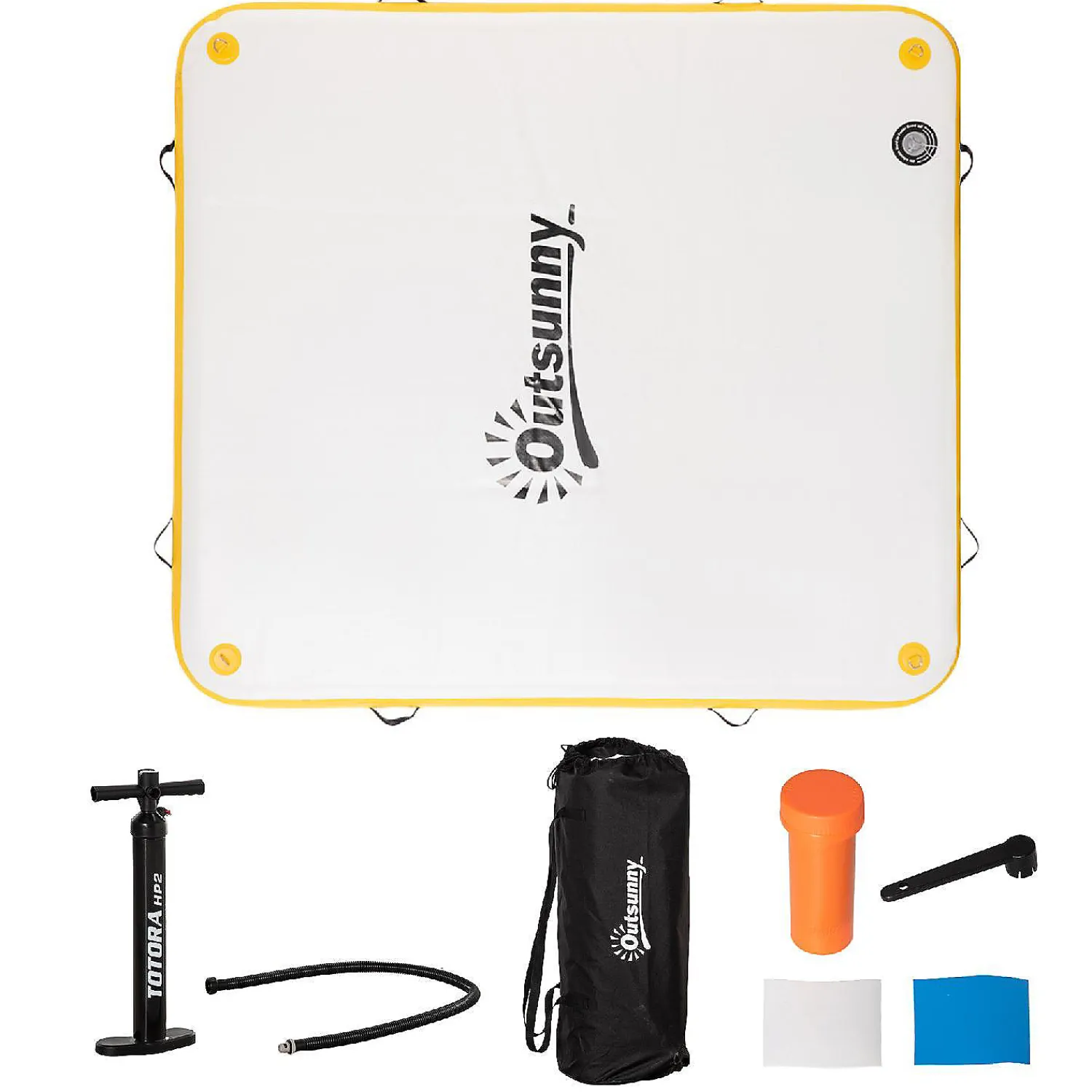outsunny_water_inflatable_0.webp Outsunny Water Inflatable Floating Dock Inflatable Platform Island Large Floating Mat With Air Pump And Backpack For Pool Beach Ocean White<Oriental Trading Online