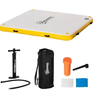 Outsunny Water Inflatable Floating Dock Inflatable Platform Island Large Floating Mat With Air Pump And Backpack For Pool Beach Ocean White<Oriental Trading Online