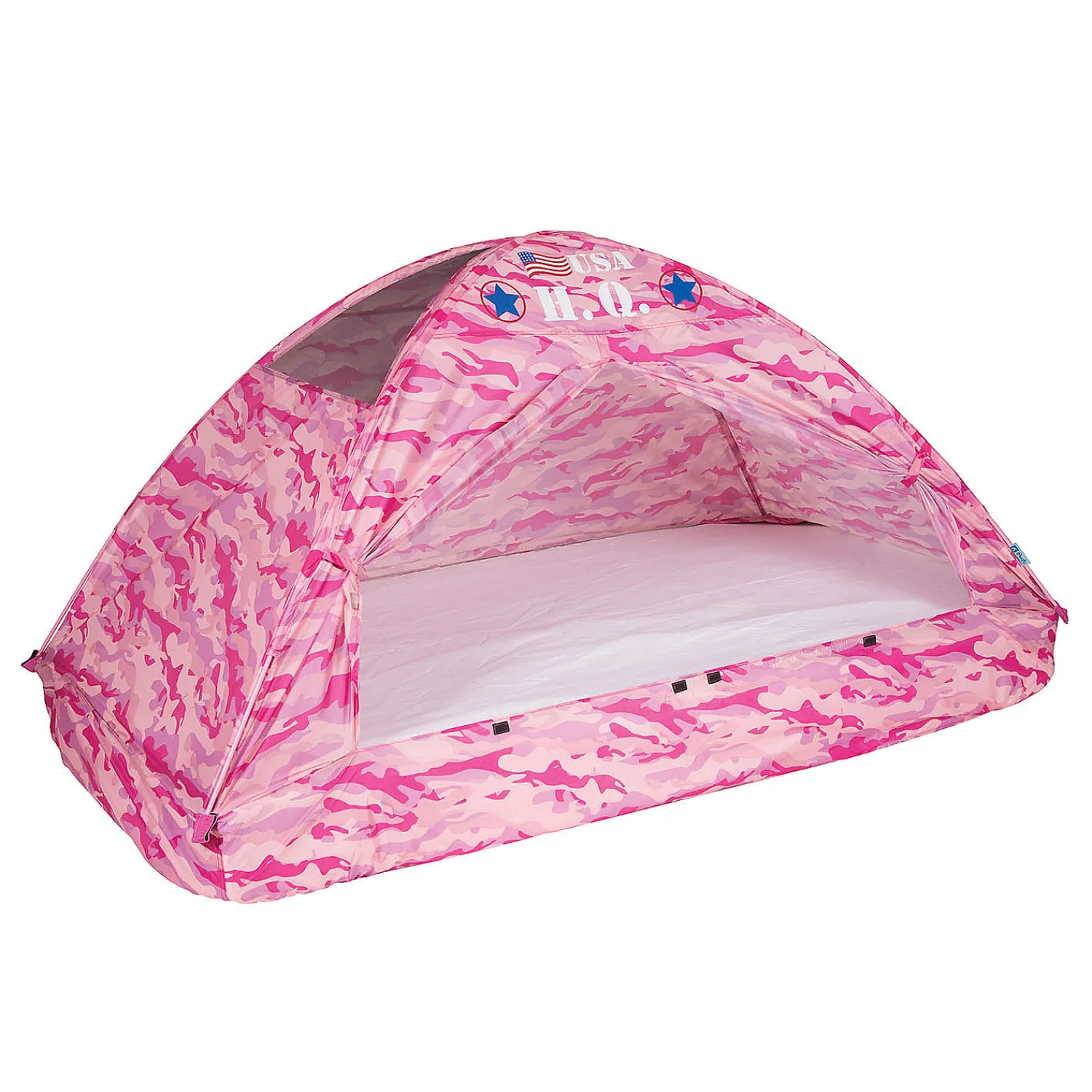 pacific_play_tents_pink_c_3.webp Oriental Trading Pretend Play*Pacific Play Tents Pink Camo Bed Tent - Twin Size