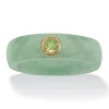 Oriental Trading Rings*Palmbeach Jewelry 10K Yellow Gold Round Genuine Green Peridot Genuine Jade Bezel Set Ring Sizes 5-10