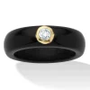 Oriental Trading Rings*Palmbeach Jewelry 10K Yellow Gold Round Genuine Topaz Black Genuine Jade Bezel Set Ring Sizes 5-10