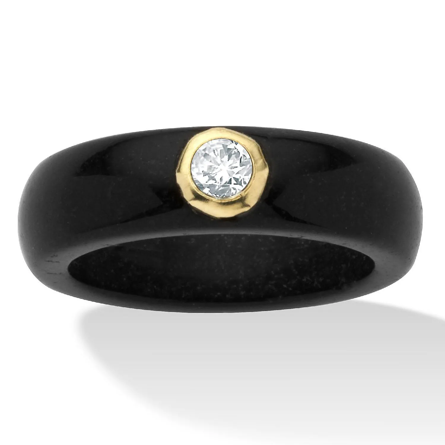 palmbeach_jewelry_k_yello_0-2.webp Oriental Trading Rings*Palmbeach Jewelry 10K Yellow Gold Round Genuine Topaz Black Genuine Jade Bezel Set Ring Sizes 5-10