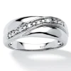 Oriental Trading Rings*Palmbeach Jewelry Men's Platinum-Plated Sterling Silver Round Genuine Diamond Wedding Band Ring (1/8 Cttw, I Color, I3 Clarity) Sizes 8-16