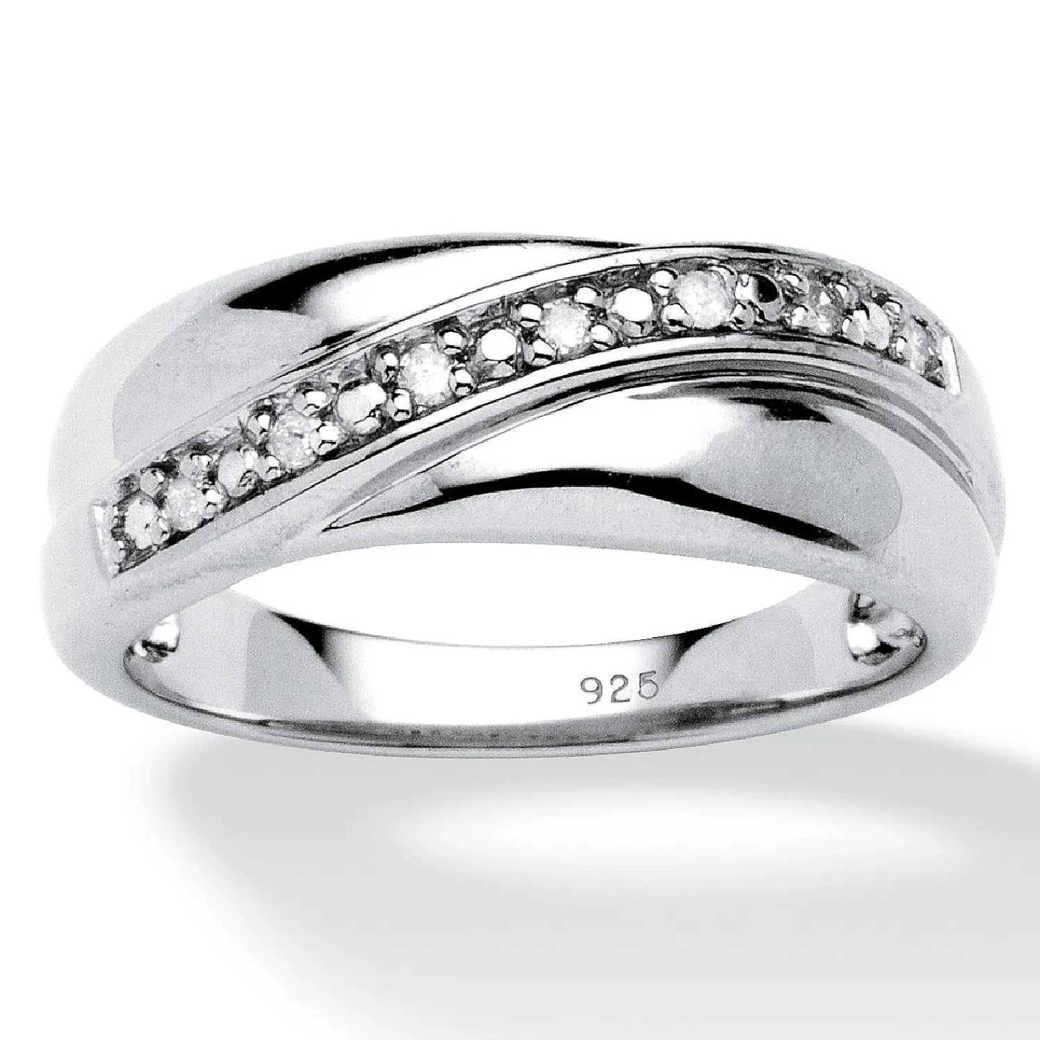 palmbeach_jewelry_mens_pl_0.webp Oriental Trading Rings*Palmbeach Jewelry Men's Platinum-Plated Sterling Silver Round Genuine Diamond Wedding Band Ring (1/8 Cttw, I Color, I3 Clarity) Sizes 8-16