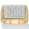 Oriental Trading Rings*Palmbeach Jewelry Men's Yellow Gold-Plated Genuine Diamond Accent Watchband Style Ring Sizes 8-16