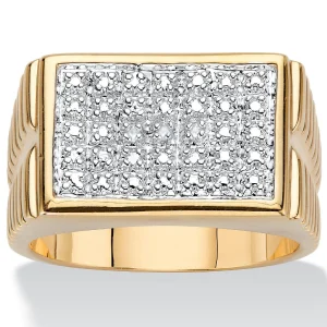 Oriental Trading Rings*Palmbeach Jewelry Men's Yellow Gold-Plated Genuine Diamond Accent Watchband Style Ring Sizes 8-16