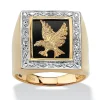 Oriental Trading Rings*Palmbeach Jewelry Men's Yellow Gold-Plated Sterling Silver Genuine Diamond Accent Black Natural Onyx Eagle Ring Sizes 8-16