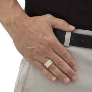 Oriental Trading Rings*Palmbeach Jewelry Men's Yellow Gold-Plated Genuine Diamond Accent Watchband Style Ring Sizes 8-16