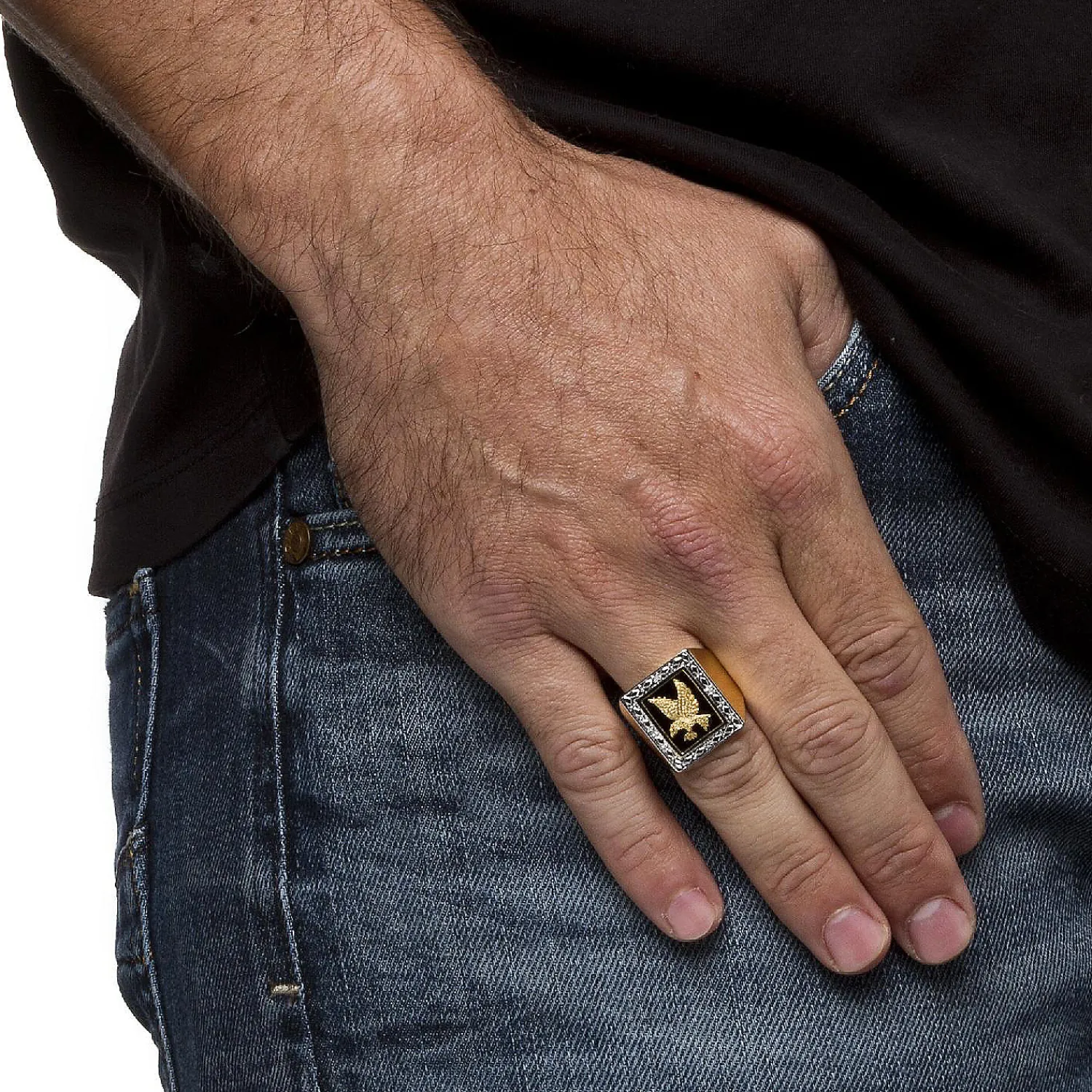 palmbeach_jewelry_mens_ye_2-6.webp Oriental Trading Rings*Palmbeach Jewelry Men's Yellow Gold-Plated Sterling Silver Genuine Diamond Accent Black Natural Onyx Eagle Ring Sizes 8-16