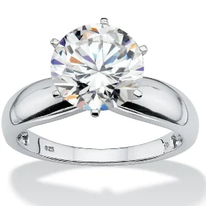 Oriental Trading Rings*Palmbeach Jewelry Platinum-Plated Sterling Silver Round Cubic Zirconia Solitaire Engagement Ring Sizes 5-10