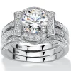 Oriental Trading Rings*Palmbeach Jewelry Platinum-Plated Sterling Silver Round Cubic Zirconia Jacket Bridal Ring Set Sizes 5-10