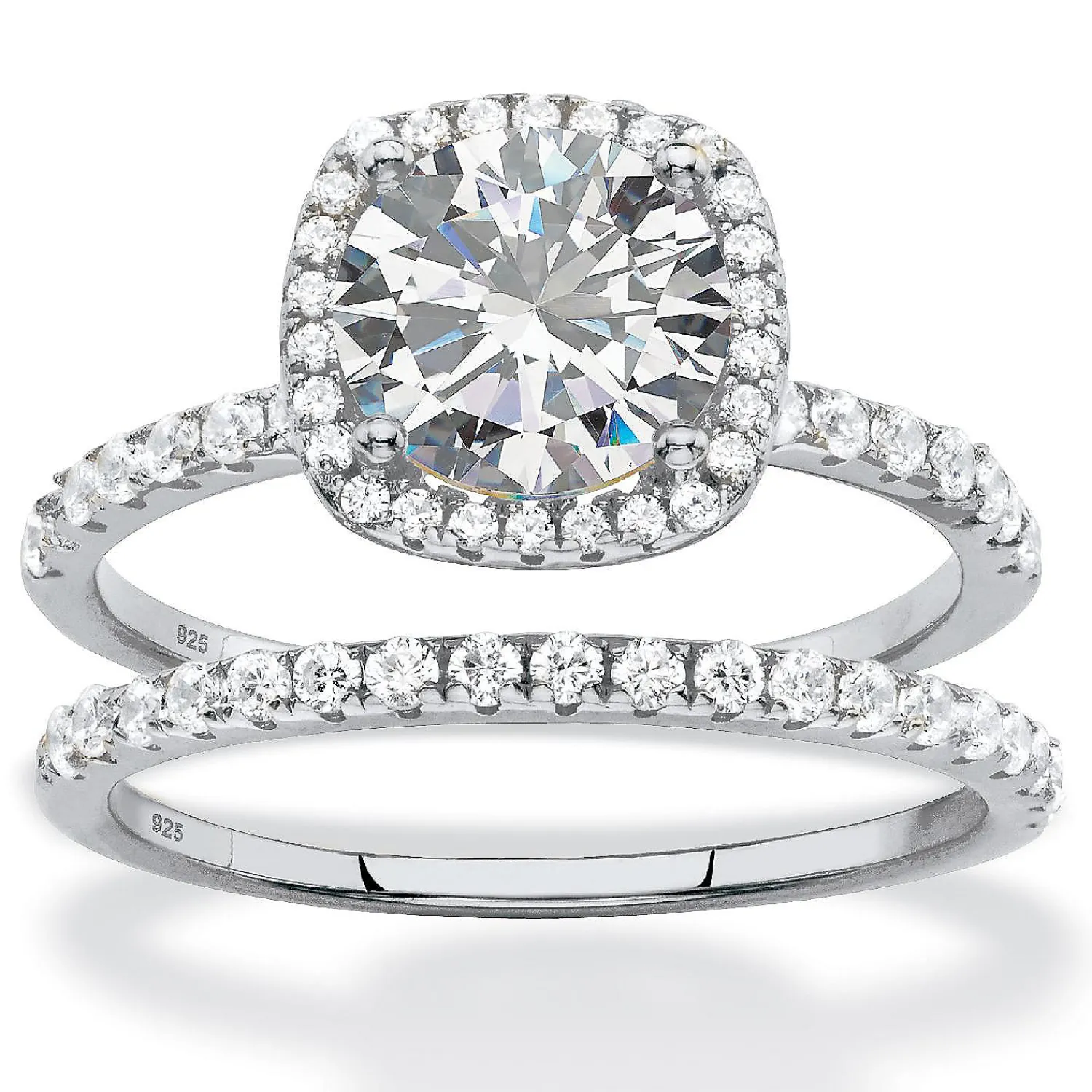 palmbeach_jewelry_platinu_0-5.webp Oriental Trading Rings*Palmbeach Jewelry Platinum-Plated Sterling Silver Round Cubic Zirconia Halo Bridal Ring Set Sizes 6-10