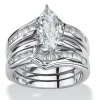 Oriental Trading Rings*Palmbeach Jewelry Sterling Silver Marquise Shaped Cubic Zirconia 3 Piece Bridal Ring Set Sizes 6-10