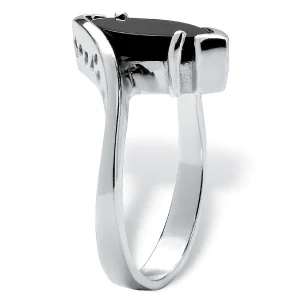Oriental Trading Rings*Palmbeach Jewelry Sterling Silver Marquise Shaped Natural Black Onyx Bypass Ring Sizes 5-12
