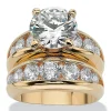 Oriental Trading Rings*Palmbeach Jewelry Yellow Gold-Plated Round Cubic Zirconia Channel Set Bridal Ring Set Sizes 6-10