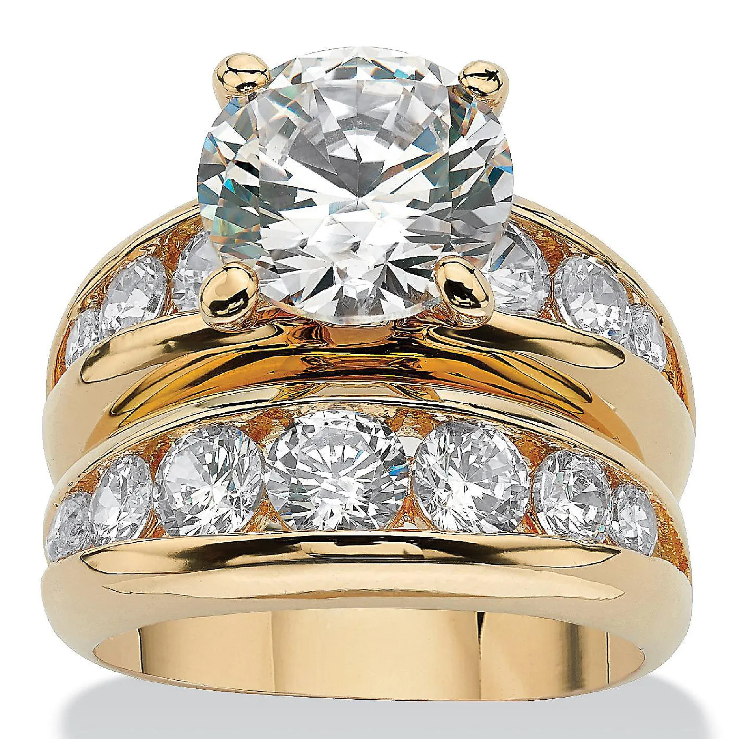 palmbeach_jewelry_yellow__0-10.webp Oriental Trading Rings*Palmbeach Jewelry Yellow Gold-Plated Round Cubic Zirconia Channel Set Bridal Ring Set Sizes 6-10