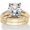 Oriental Trading Rings*Palmbeach Jewelry Yellow Gold-Plated Sterling Silver Round Cubic Zirconia Solitaire Bridal Ring Set Sizes 5-10