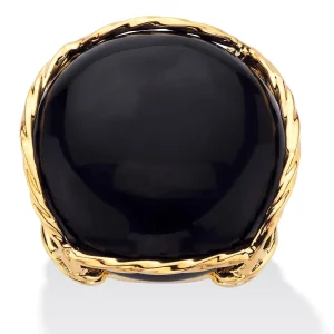Oriental Trading Rings*Palmbeach Jewelry Yellow Gold-Plated Natural Black Onyx Cabochon Pillow Ring Sizes 6-10