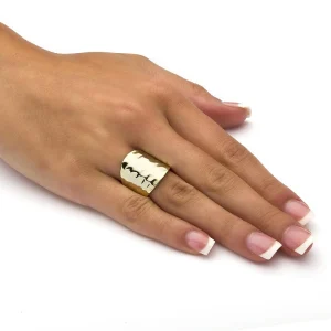 Oriental Trading Rings*Palmbeach Jewelry Yellow Gold-Plated Sterling Silver Hammered Dome Ring (5Mm) Sizes 5-10