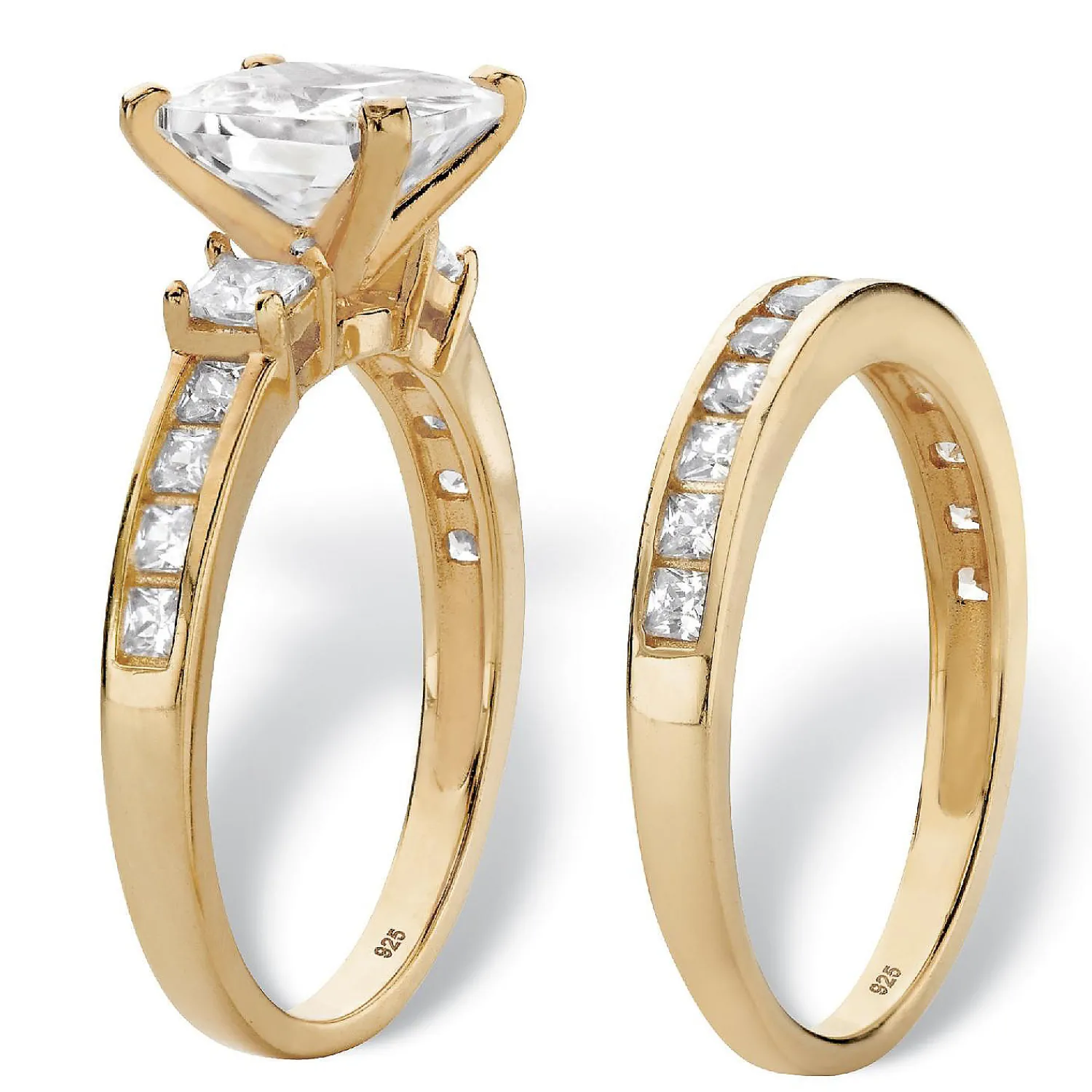 palmbeach_jewelry_yellow__1-12.webp Oriental Trading Rings*Palmbeach Jewelry Yellow Gold-Plated Sterling Silver Princess Cut Cubic Zirconia Bridal Ring Set Sizes 6-10