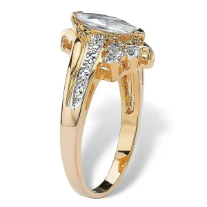 Oriental Trading Rings*Palmbeach Jewelry Yellow Gold-Plated Marquise Cut Cubic Zirconia Bypass Engagement Ring Sizes 5-12