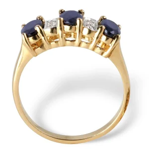 Oriental Trading Rings*Palmbeach Jewelry Yellow Gold-Plated Sterling Silver Oval Cut Genuine Blue Sapphire And Diamond Accent Ring Sizes 5-10