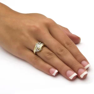 Oriental Trading Rings*Palmbeach Jewelry Yellow Gold-Plated Marquise Cut Cubic Zirconia Bypass Engagement Ring Sizes 5-12