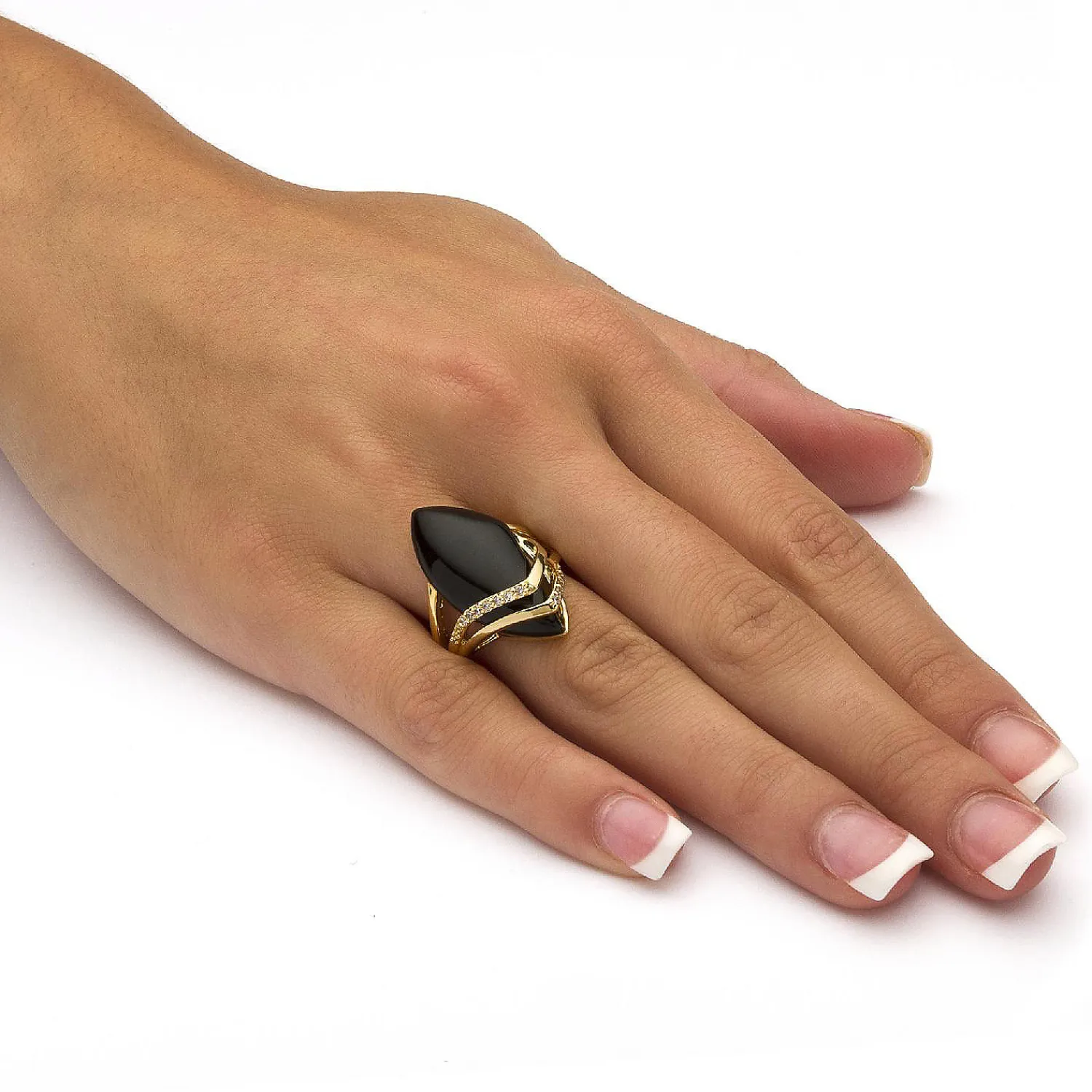 palmbeach_jewelry_yellow__2-6.webp Oriental Trading Rings*Palmbeach Jewelry Yellow Gold-Plated Marquise Shaped Natural Black Onyx And Round Cubic Zirconia Ring Sizes 6-12