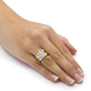 Oriental Trading Rings*Palmbeach Jewelry Yellow Gold-Plated Round Cubic Zirconia Channel Set Bridal Ring Set Sizes 6-10
