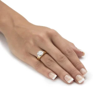 Oriental Trading Rings*Palmbeach Jewelry Yellow Gold-Plated Sterling Silver Round Cubic Zirconia Solitaire Bridal Ring Set Sizes 5-10