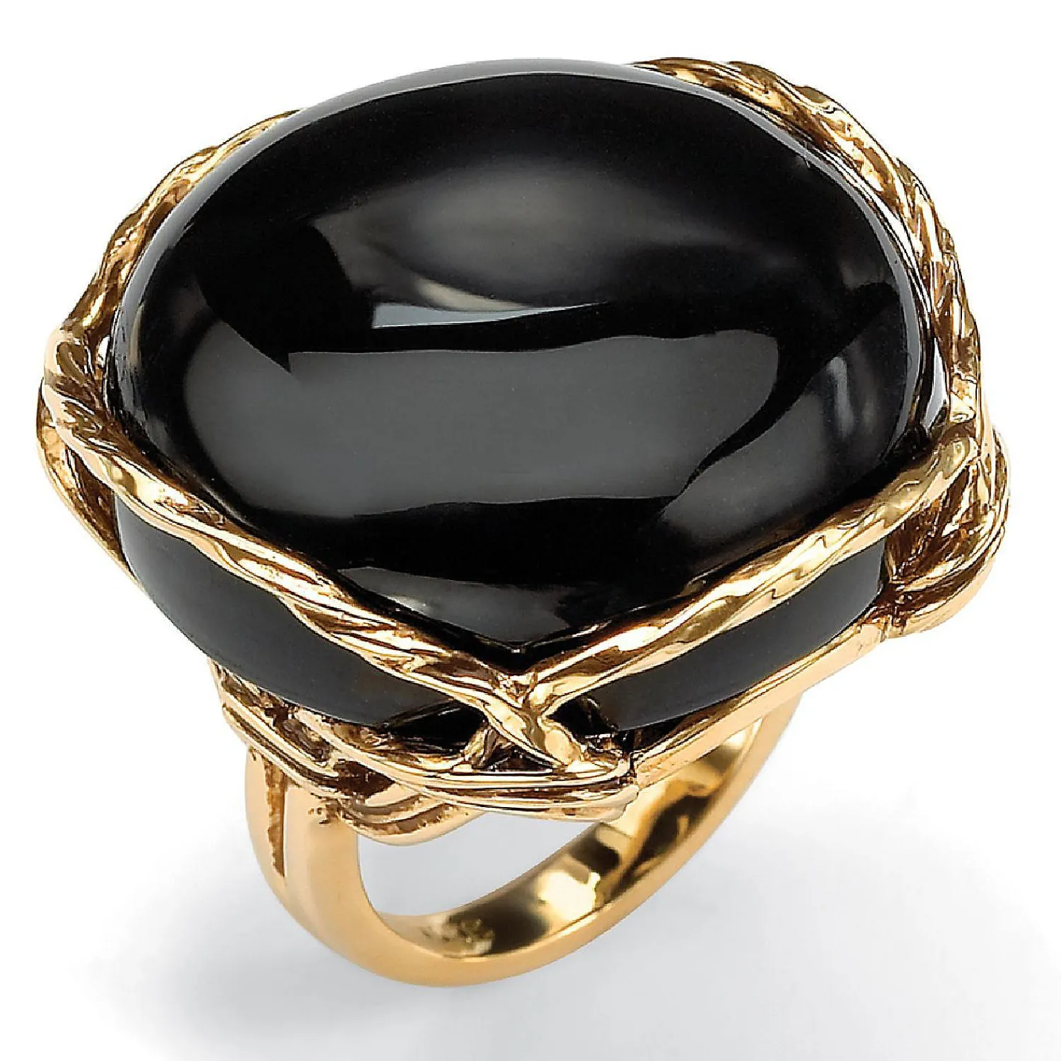 palmbeach_jewelry_yellow__3-2.webp Oriental Trading Rings*Palmbeach Jewelry Yellow Gold-Plated Natural Black Onyx Cabochon Pillow Ring Sizes 6-10