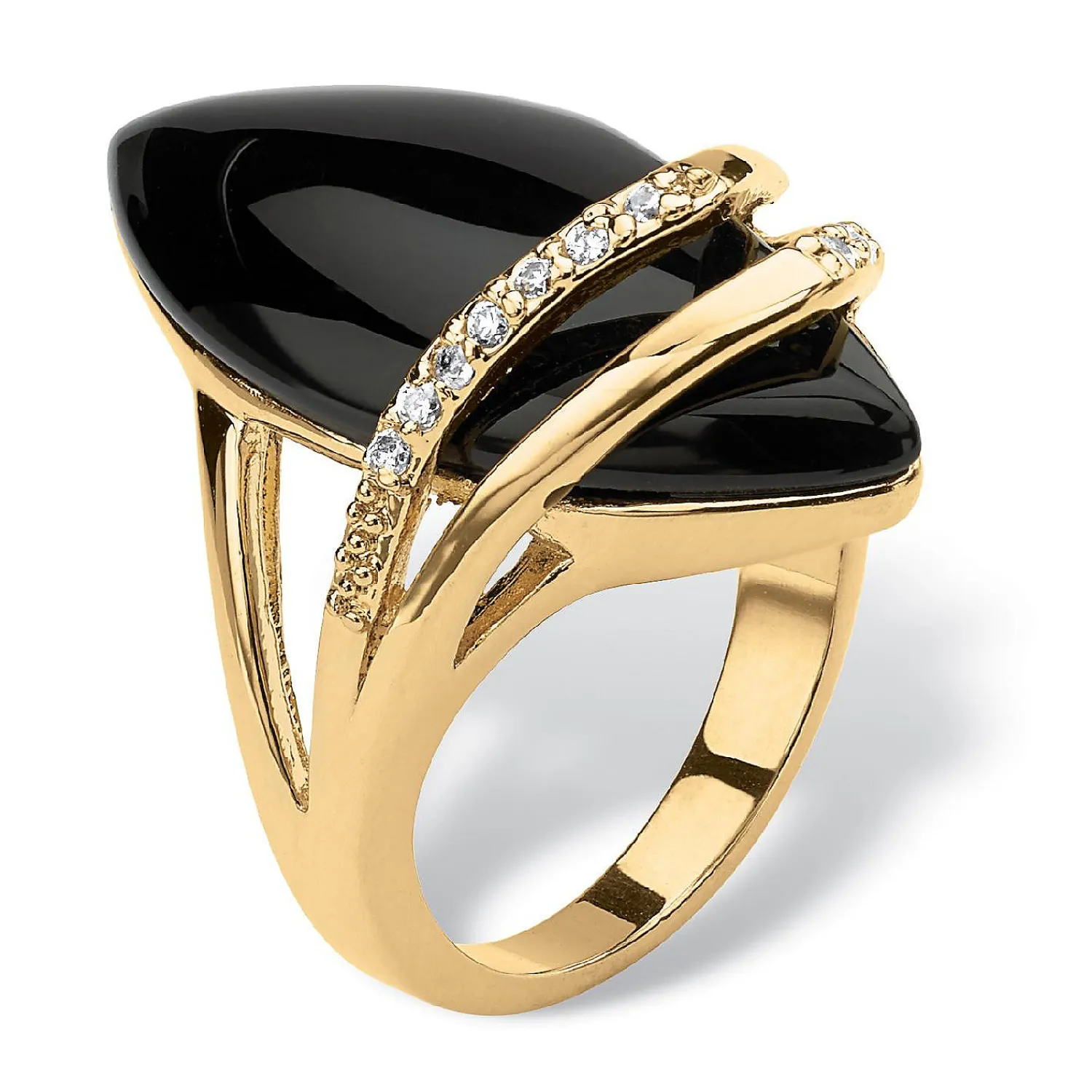palmbeach_jewelry_yellow__3-6.webp Oriental Trading Rings*Palmbeach Jewelry Yellow Gold-Plated Marquise Shaped Natural Black Onyx And Round Cubic Zirconia Ring Sizes 6-12