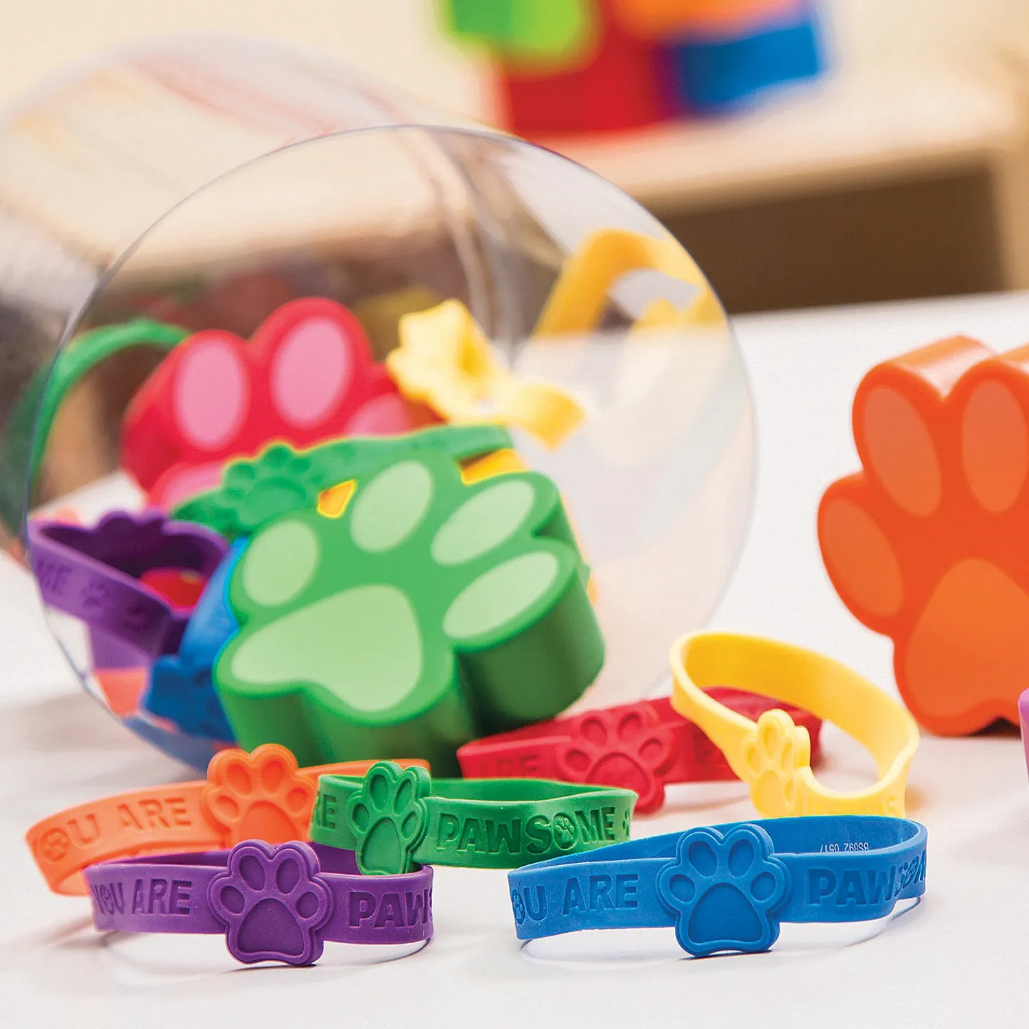 paw_print_rubber_bracelet_1.webp Oriental Trading Bracelets*Paw Print Rubber Bracelets - 24 Pc.