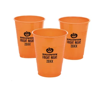 Personalized Halloween Jack-O'-Lantern Solid Color Plastic Cups - 40 Pc.<Oriental Trading Cheap