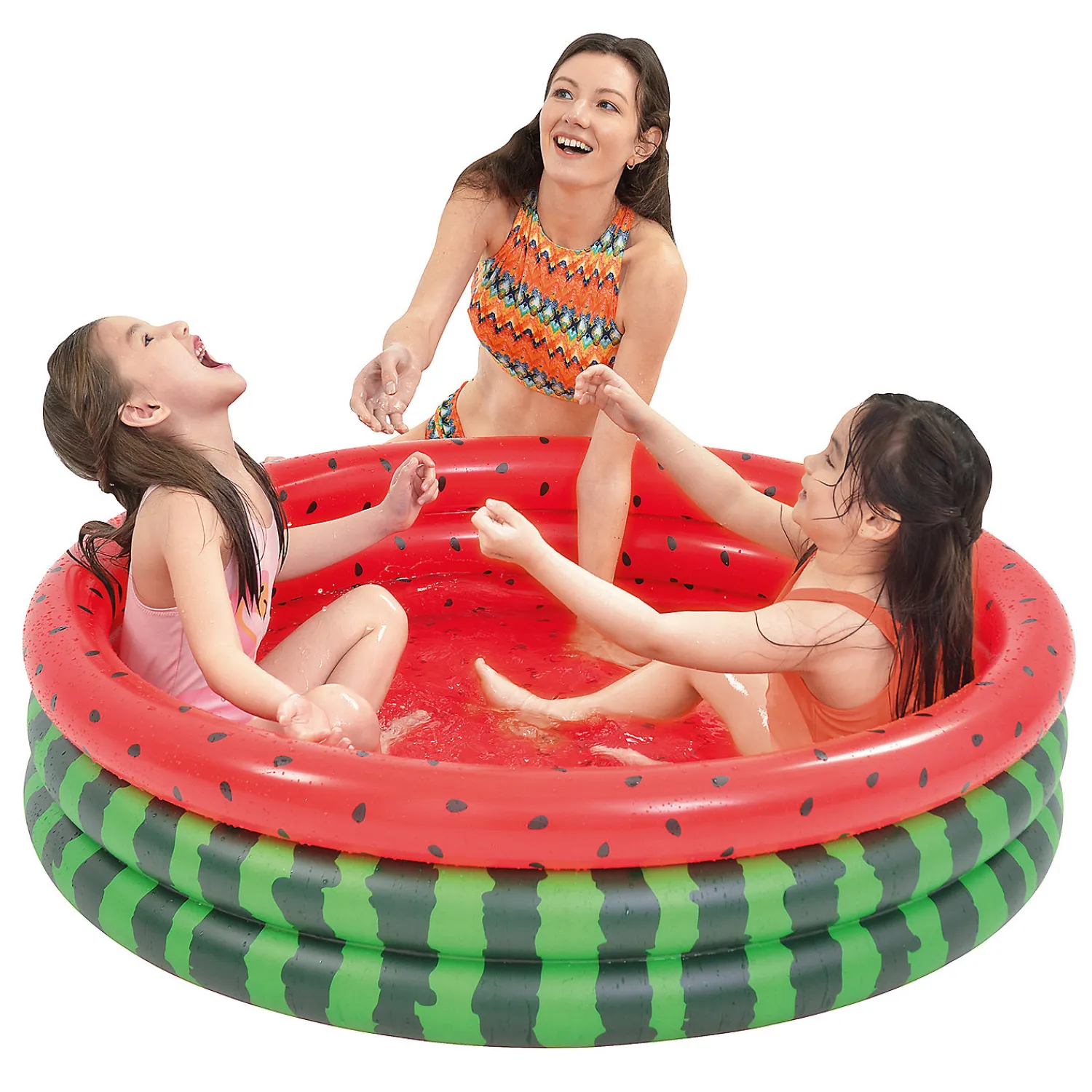 pool_central__inflatable__0.webp Pool Central 47" Inflatable Round 3 Ring Watermelon Kiddie Swimming Pool<Oriental Trading Store