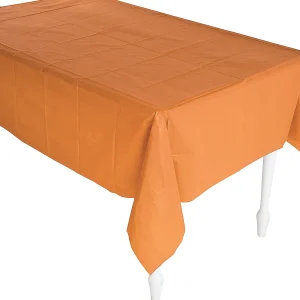 Pumpkin Spice Orange Plastic Tablecloth<Oriental Trading Best