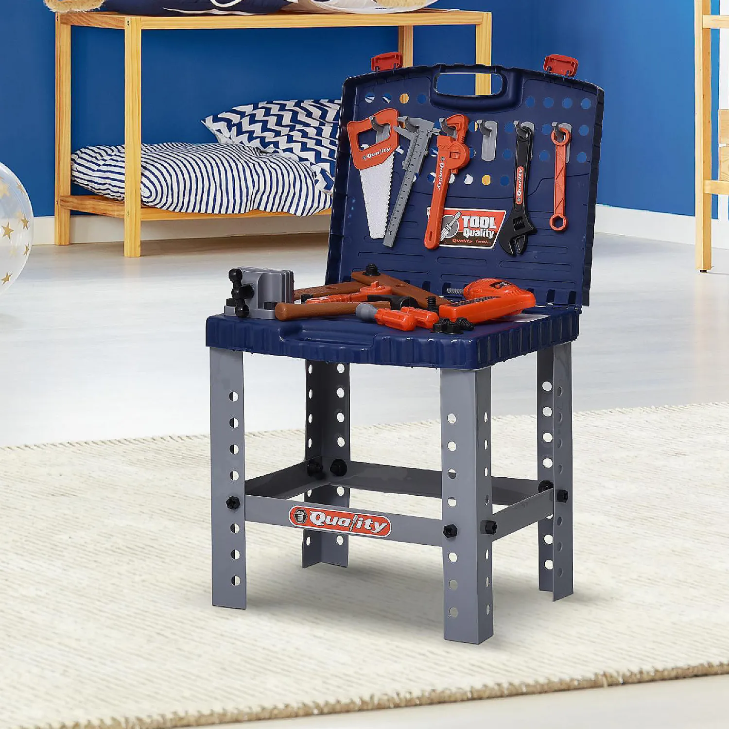 qaba__pcs_kids_pretend_se_2.webp Oriental Trading Pretend Play*Qaba 68 Pcs Kids Pretend Series Workbench Toy Tool Play Set With Realistic Tools And Electric Drill Educational Gift For Toddler Children 3 To 6 Years Old
