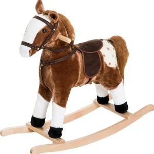 Qaba Kids Plush Toy Rocking Horse Pony Toddler Ride On Animal For Girls Pink Birthday Gifts With Realistic Sounds Brown<Oriental Trading New