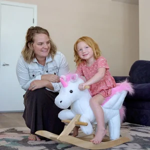 Qaba Kids Rocking Horse Plush Unicorn W/Lullby Song 18-36Mo<Oriental Trading Shop